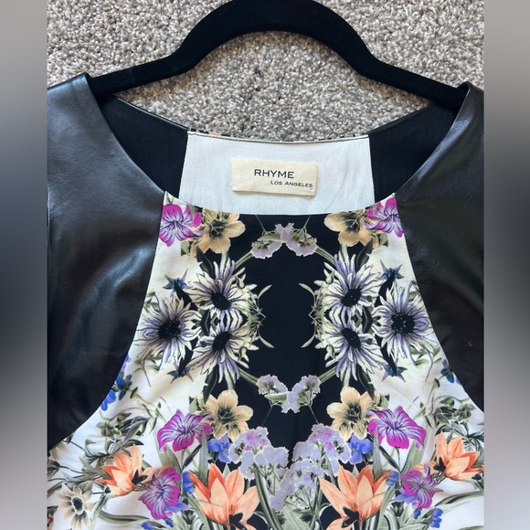 Womens Rhyme LA floral dress with pleather accents medium - Picture 2 of 4
